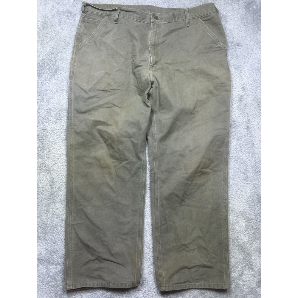 Carhartt Pants Mens 42x30 Moss Green Carpenter Dungaree Canvas Duck B11 MOS - Picture 2 of 15